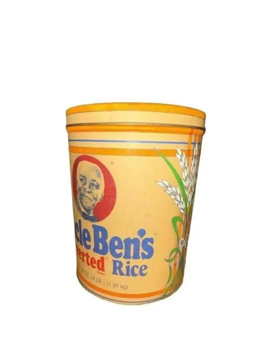 Vintage 1985 Uncle Ben's Rice Tin 64oz Container Kitchen Storage